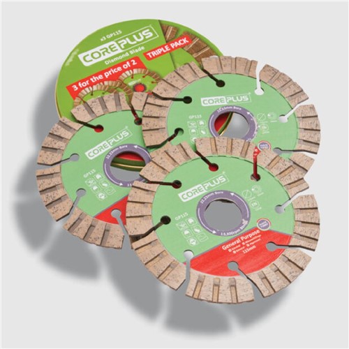 Core Plus 115mm (4.5") Diamond Blade (3pk)
