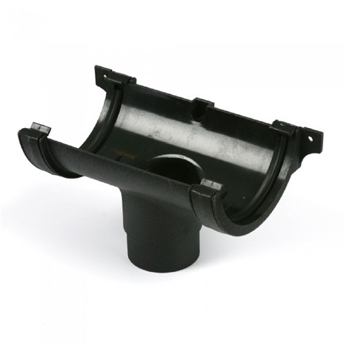Black Roundstyle Gutter 112mm Running Outlet (BR045B)