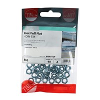 Timco Zinc Hex Full Nut M6 (Pack of 40)